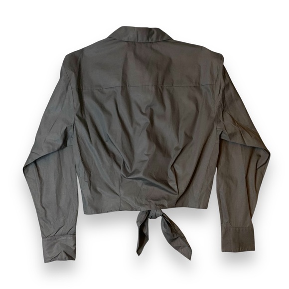 Michael Kors Women's Poplin Tie Shirt, Black, P/XS - Picture 2 of 3